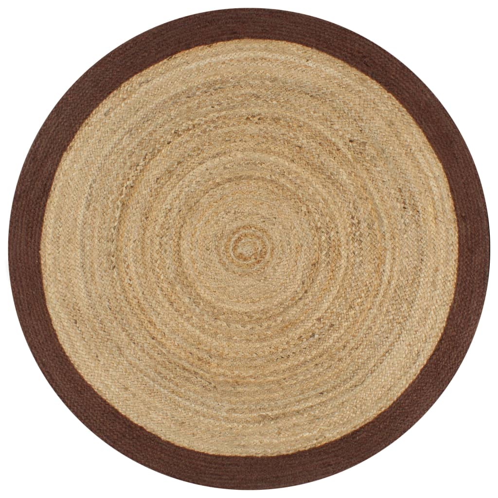 vidaXL Ručně vyrobený koberec z juty s hnědým okrajem 150 cm