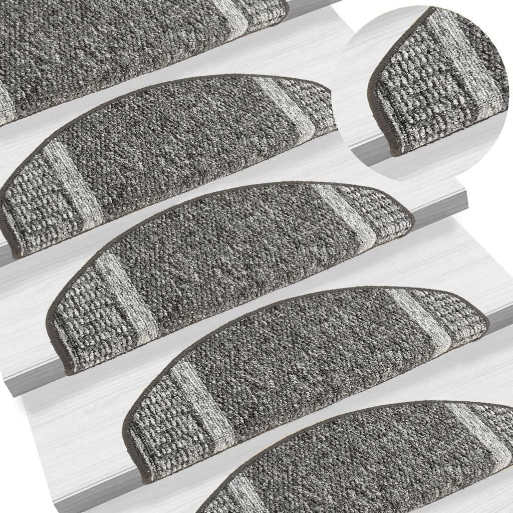 vidaXL Samolepící kobercové nášlapy na schody 15 ks šedé 65 x 25 cm