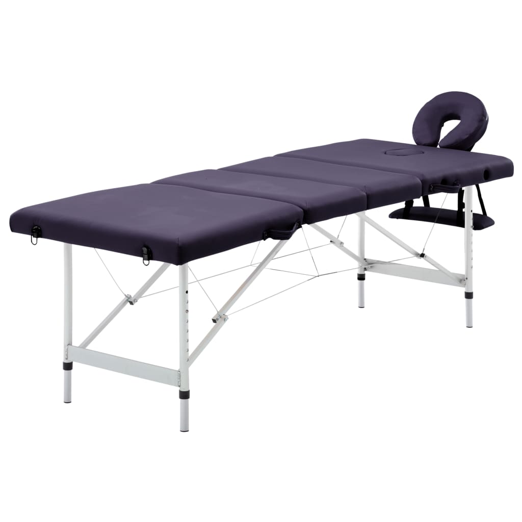vidaXL Skládací masážní stůl 4 zóny hliník fialový