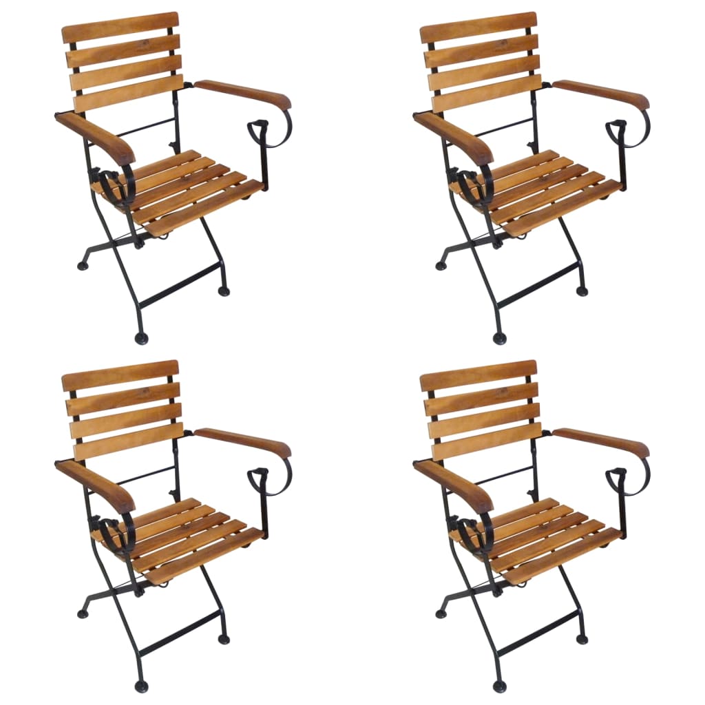 vidaXL Skládací zahradní židle 4 ks ocel a masivní akáciové dřevo