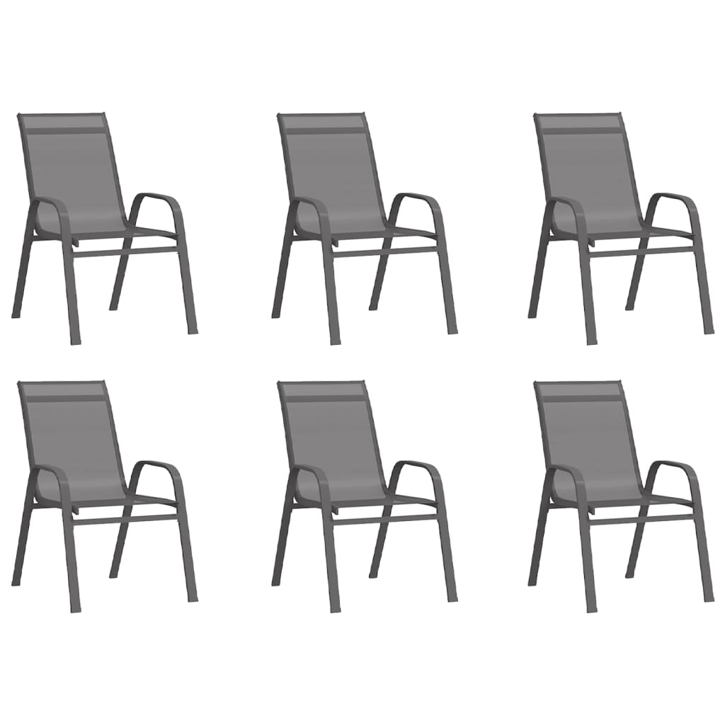 vidaXL Stohovatelné zahradní židle 6 ks šedé textilenová tkanina