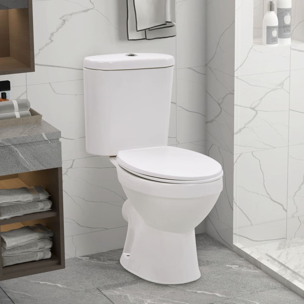 vidaXL Stojící WC s nádržkou funkce pomalého sklápění keramické bílé