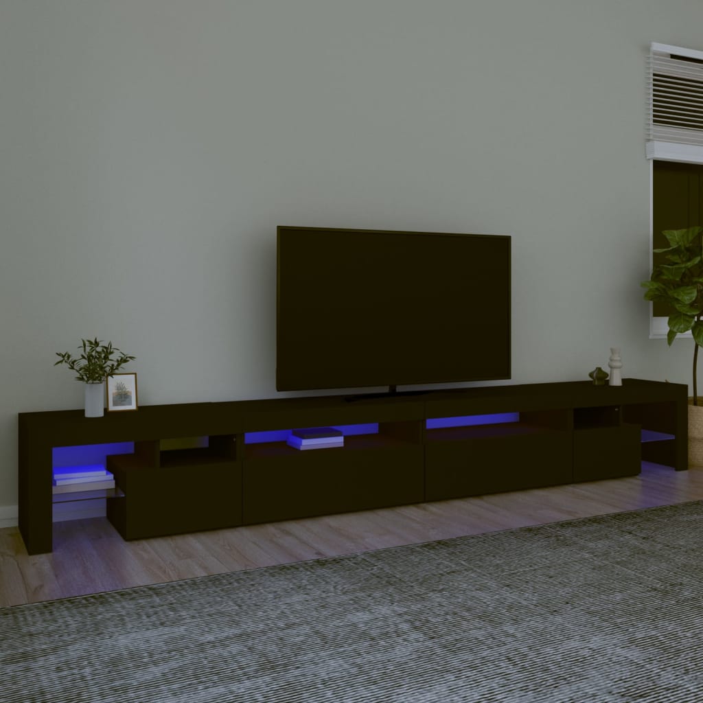 vidaXL TV skříňka s LED osvětlením černá 290 x 36