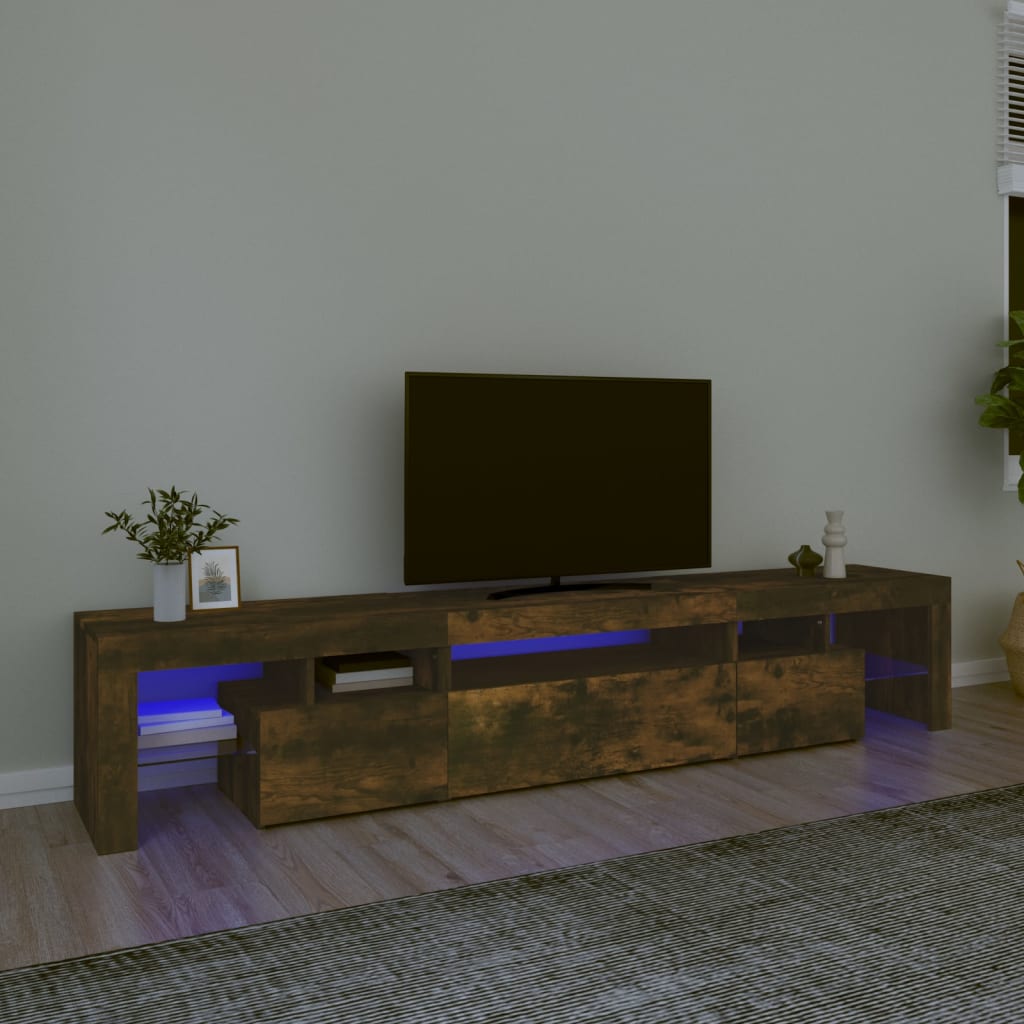 vidaXL TV skříňka s LED osvětlením kouřový dub 215x36
