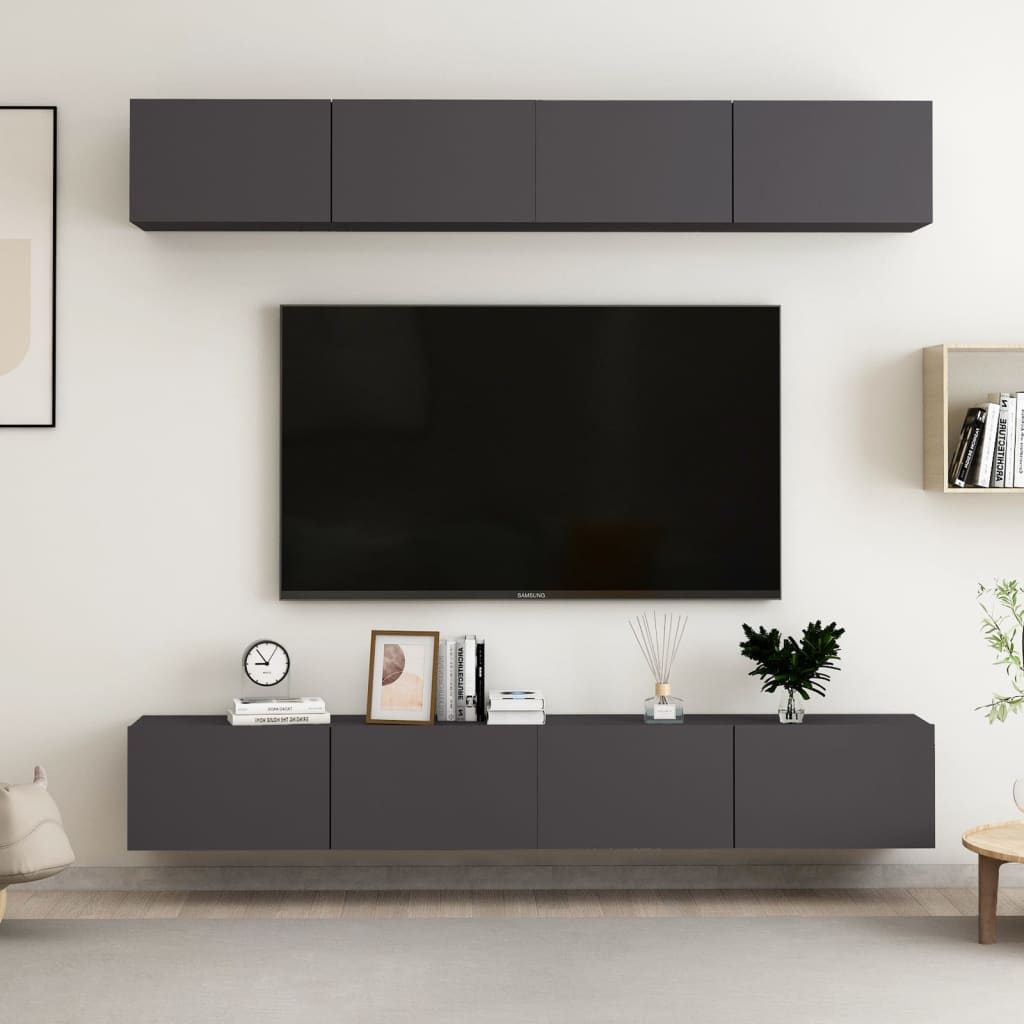 vidaXL TV skříňky 4 ks šedé 100 x 30 x 30 cm dřevotříska