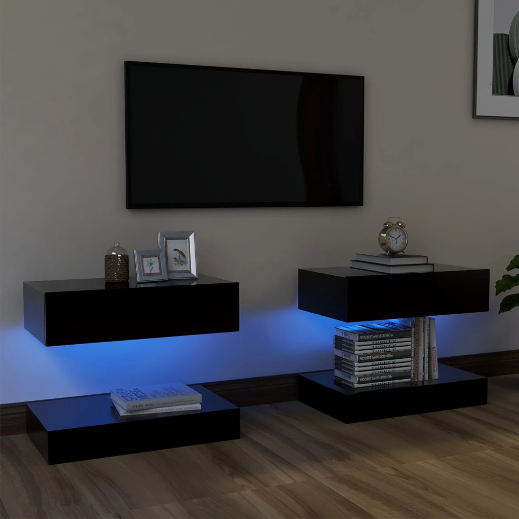 vidaXL TV skříňky s LED osvětlením 2 ks černé 60 x 35 cm