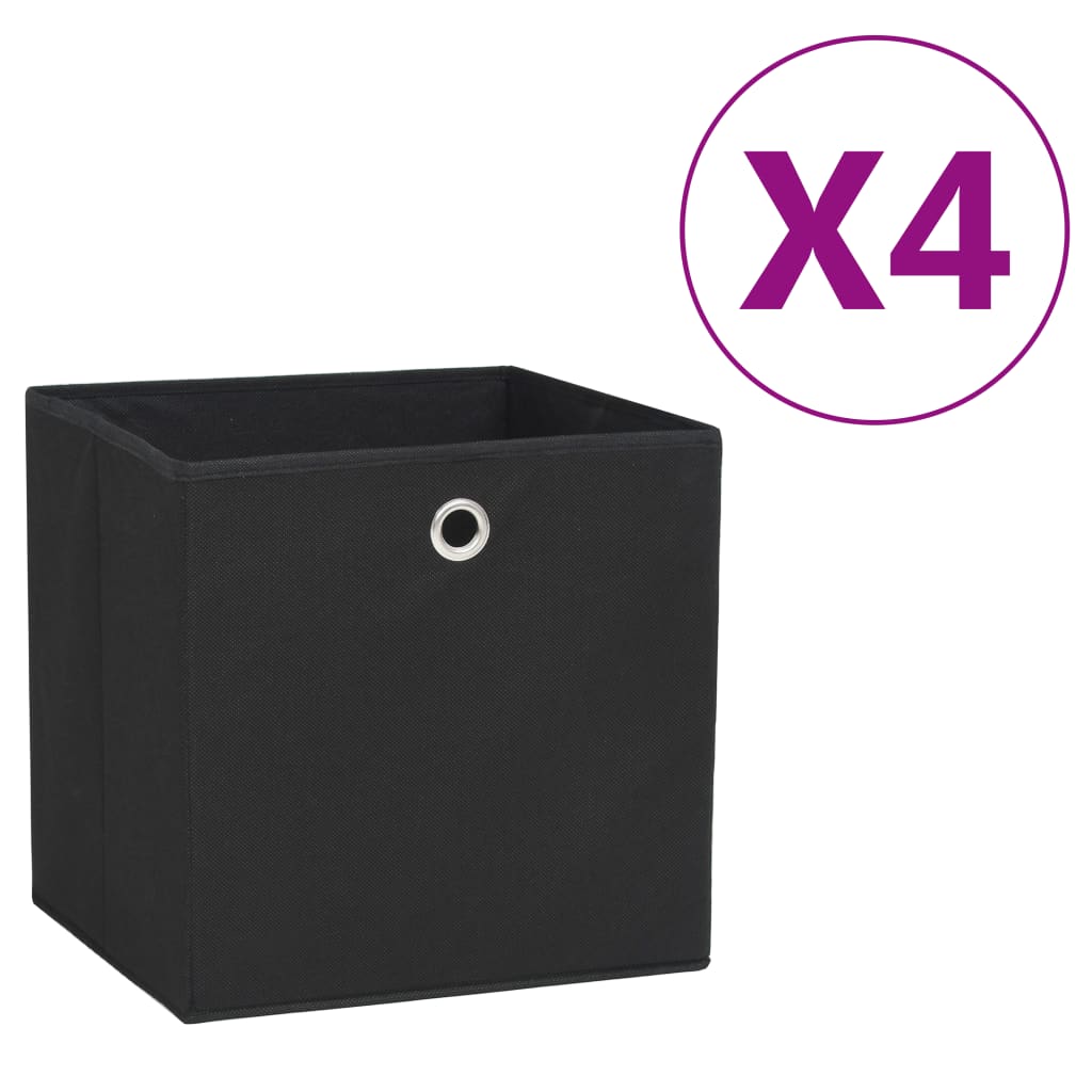 vidaXL Úložné boxy 4 ks netkaná textilie 28 x 28 x 28 cm černé