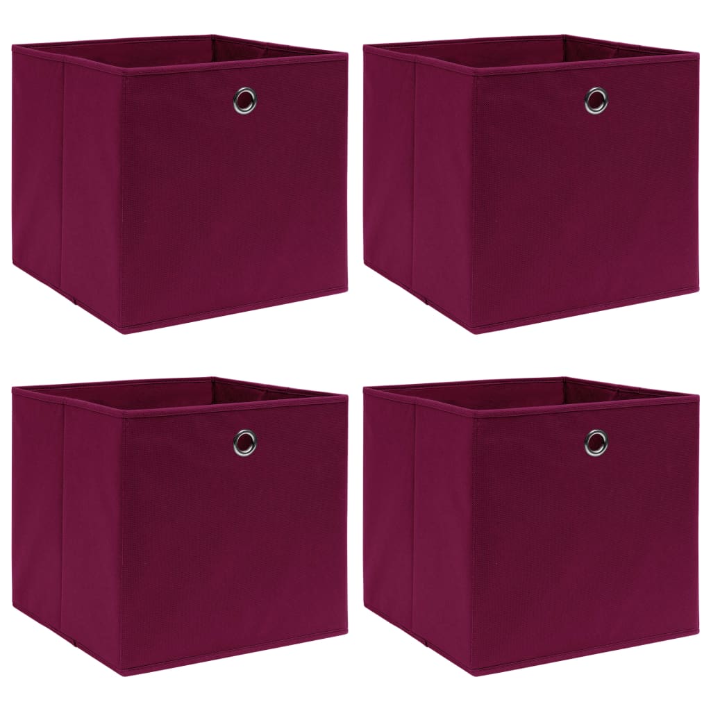 vidaXL Úložné boxy 4 ks tmavě červené 32 x 32 x 32 cm textil