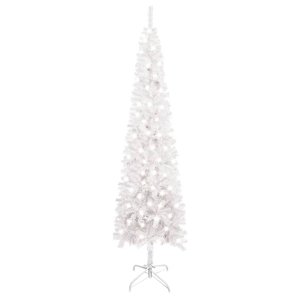 vidaXL Úzký vánoční stromek s LED diodami bílý 180 cm