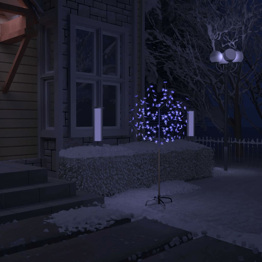 vidaXL Vánoční strom 120 LED modré světlo třešňový květ 150 cm