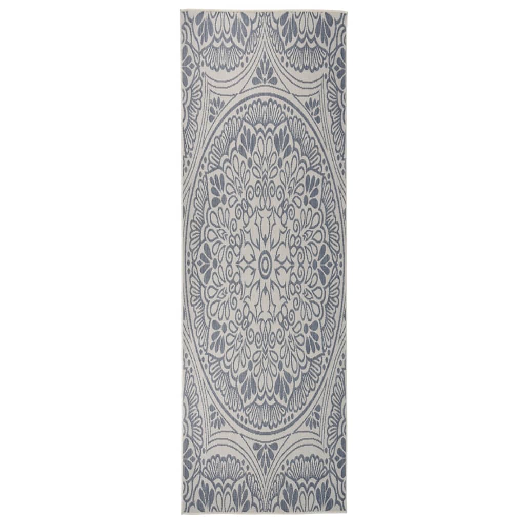 vidaXL Venkovní hladce tkaný koberec 80x250 cm modrý vzor