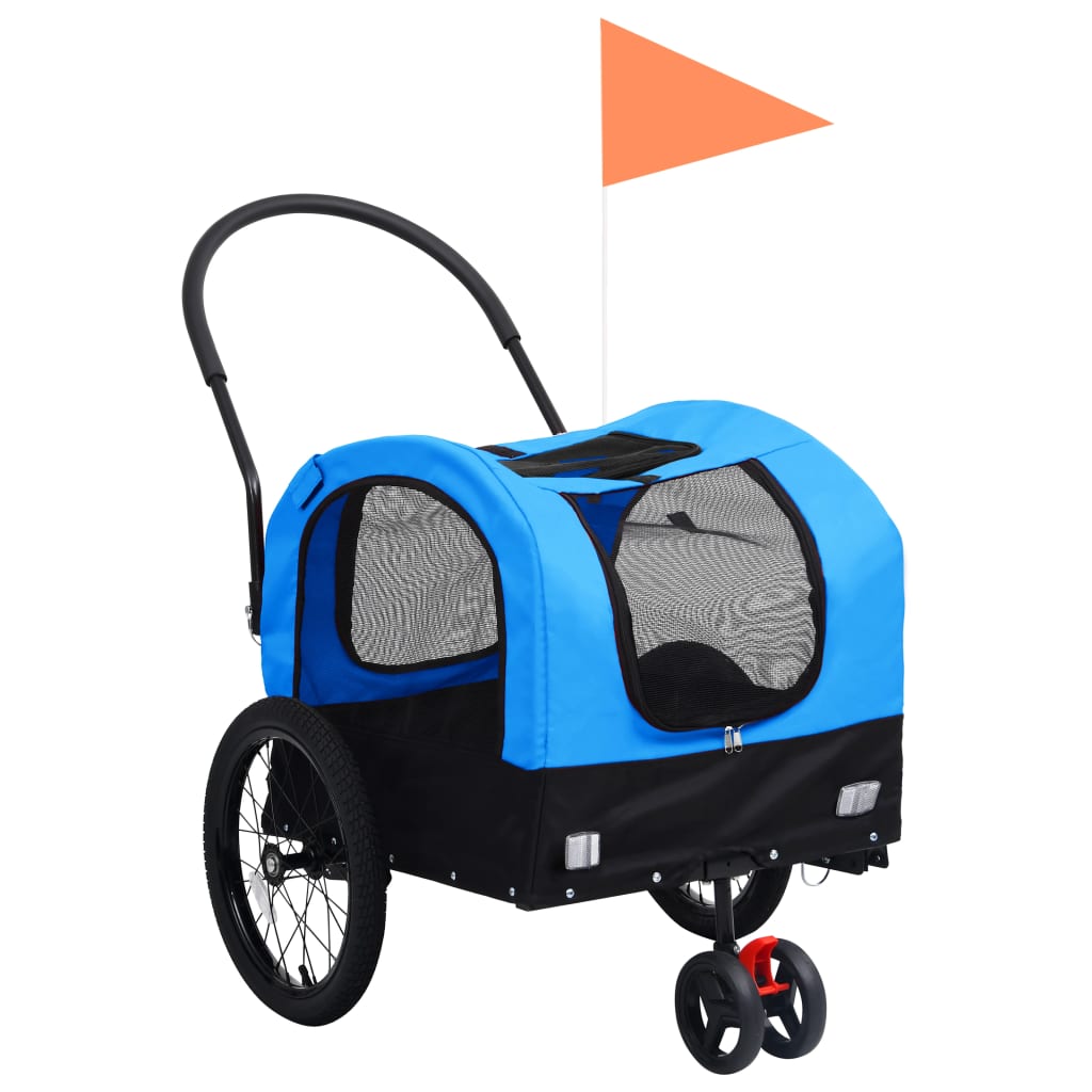 vidaXL Vozík pro psa za kolo a na běhání 2 v 1 modro-černý