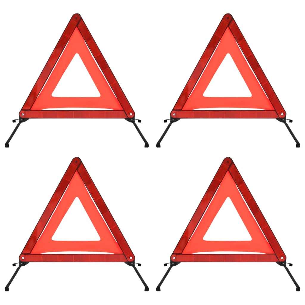 vidaXL Výstražné dopravní trojúhelníky 4 ks červené 56