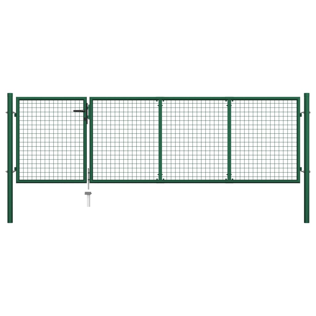 vidaXL Zahradní plotová brána ocel 350 x 100 cm zelená