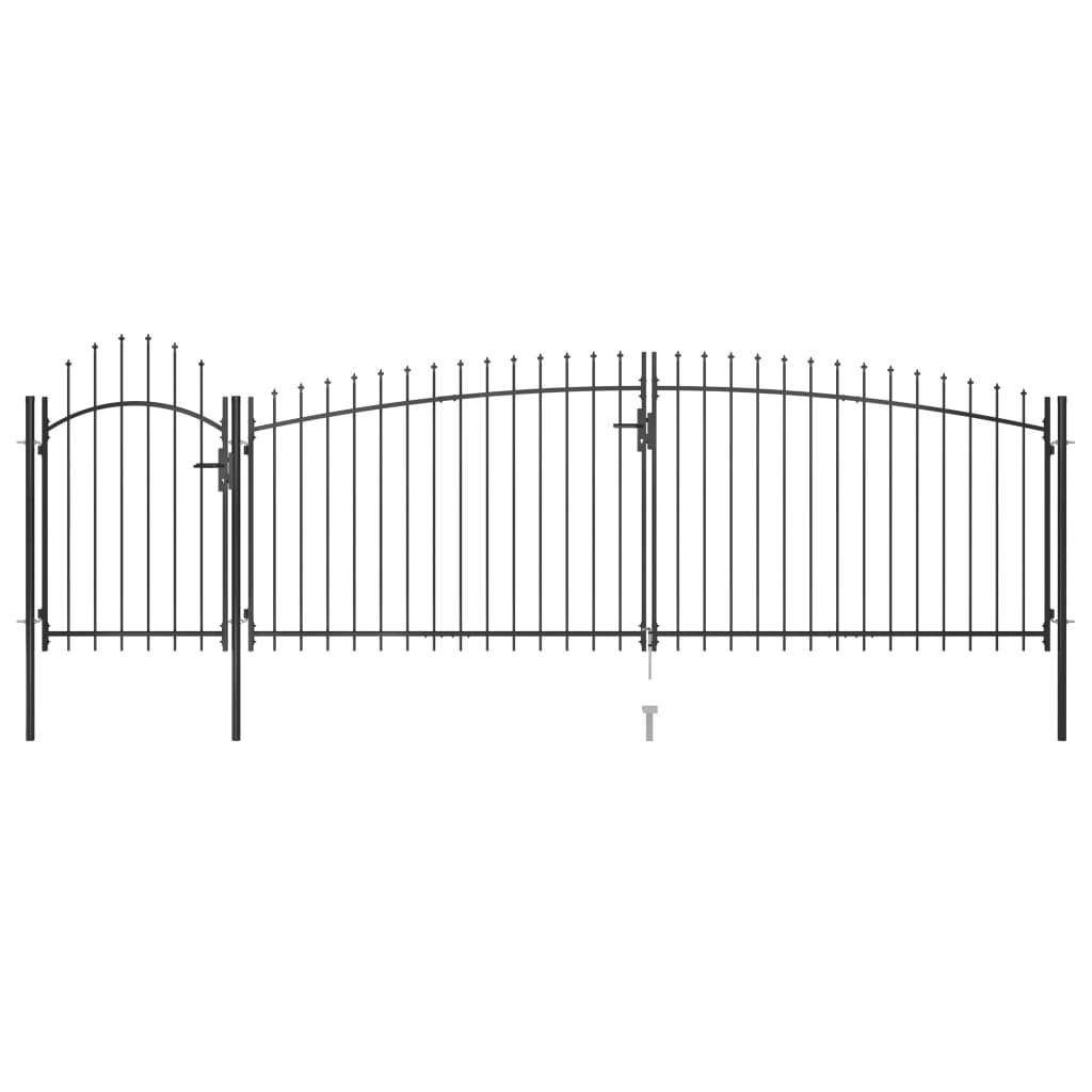 vidaXL Zahradní plotová brána s hroty 5 x 2 m černá