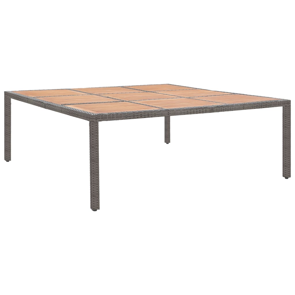 vidaXL Zahradní stůl černý 200x200x74 cm polyratan a akáciové dřevo