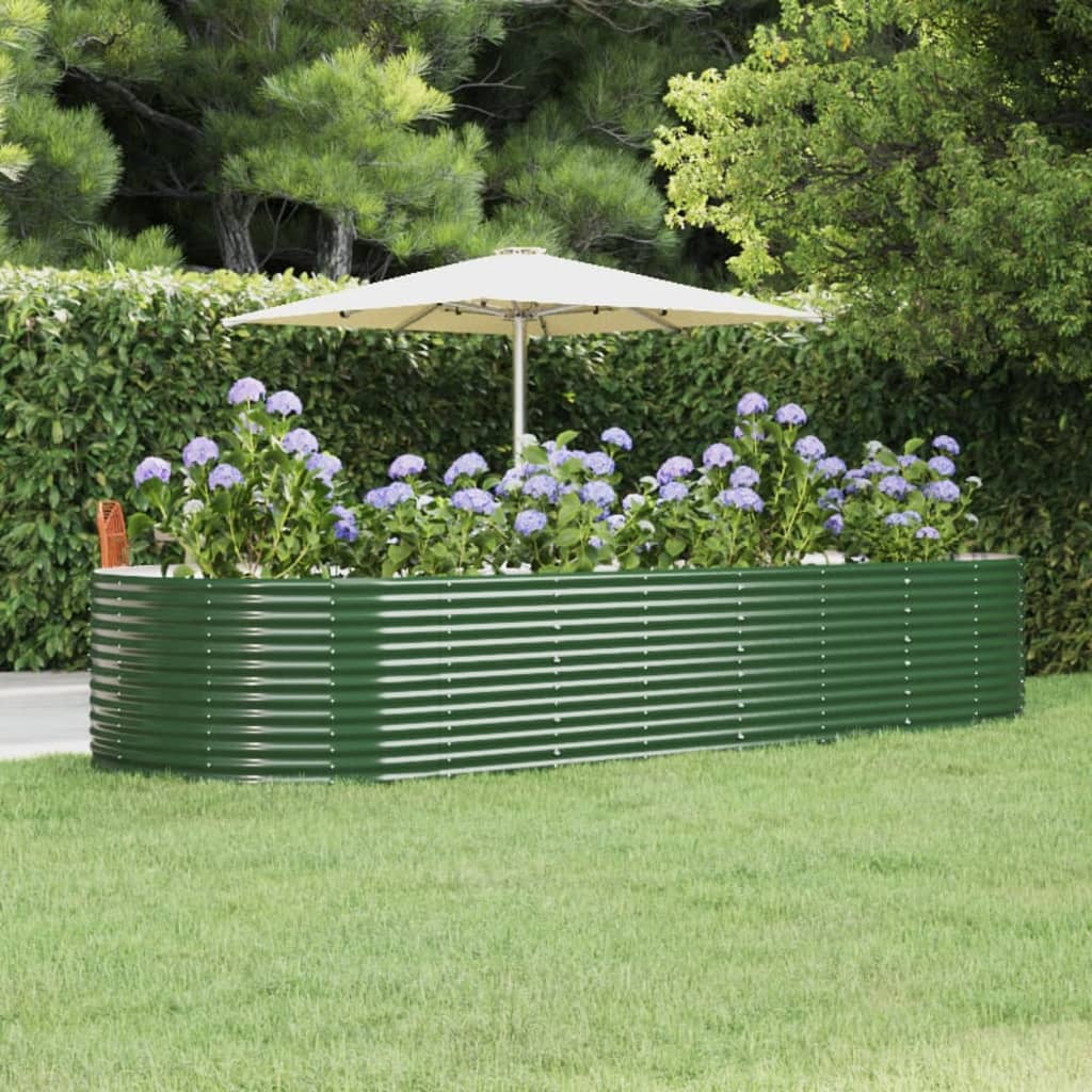 vidaXL Zahradní truhlík zelený 367x140x68 cm práškově lakovaná ocel