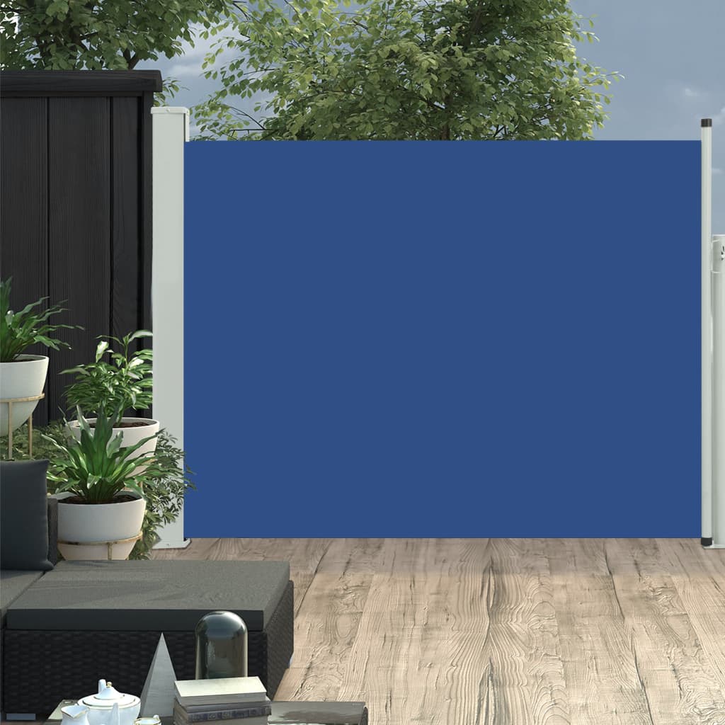vidaXL Zatahovací boční markýza/zástěna na terasu 170 x 500 cm modrá