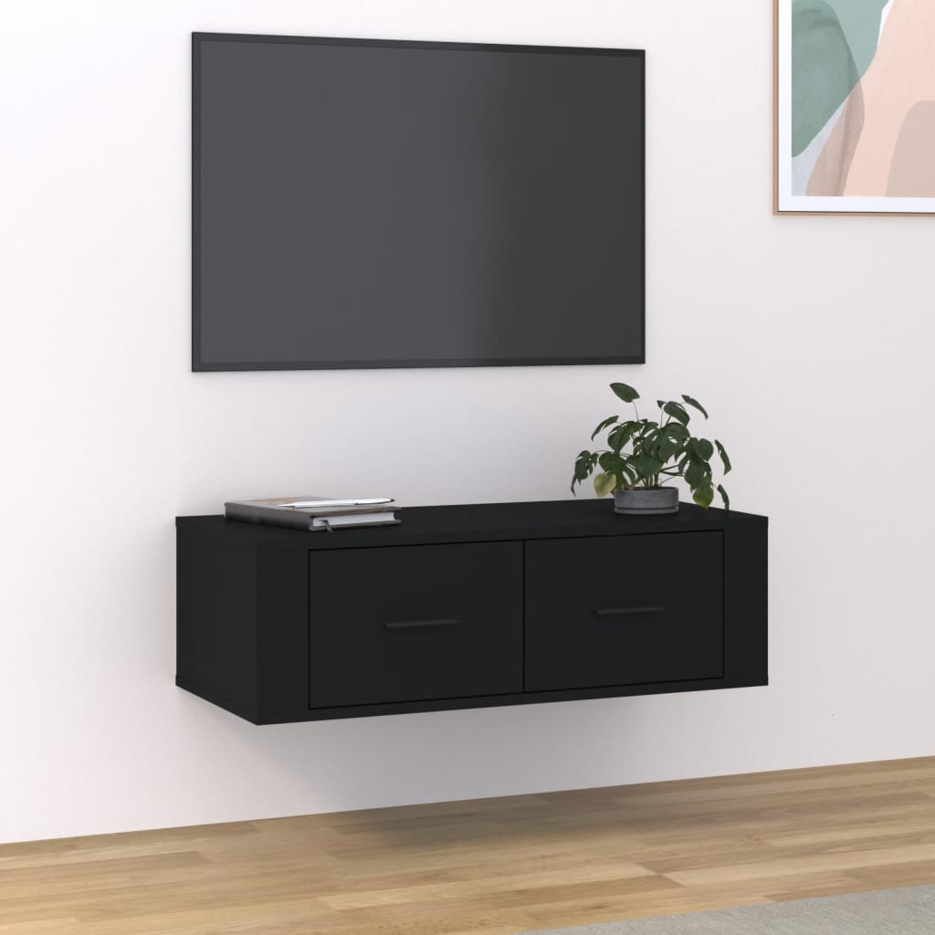 vidaXL Závěsná TV skříňka černá 80 x 36 x 25 cm kompozitní dřevo