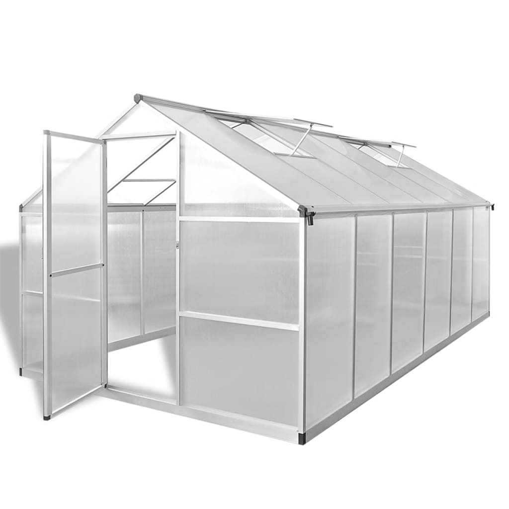 vidaXL Zpěvněný hliníkový skleník se základním rámem 9