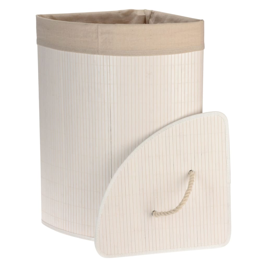 Bathroom Solutions Rohový koš na prádlo bambus bílý