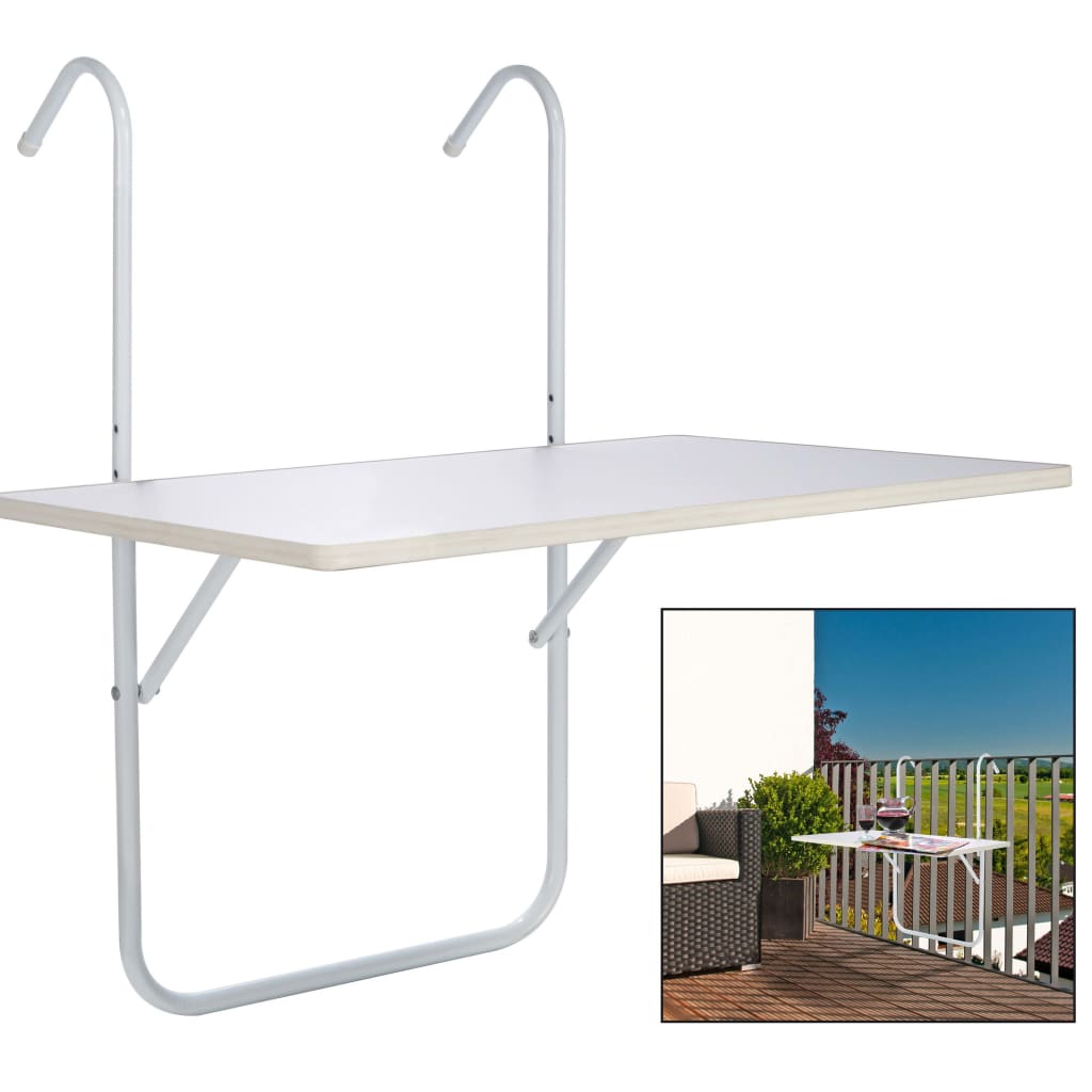 HI Balkonový sklopný stolek bílý 60 x 40 x 1