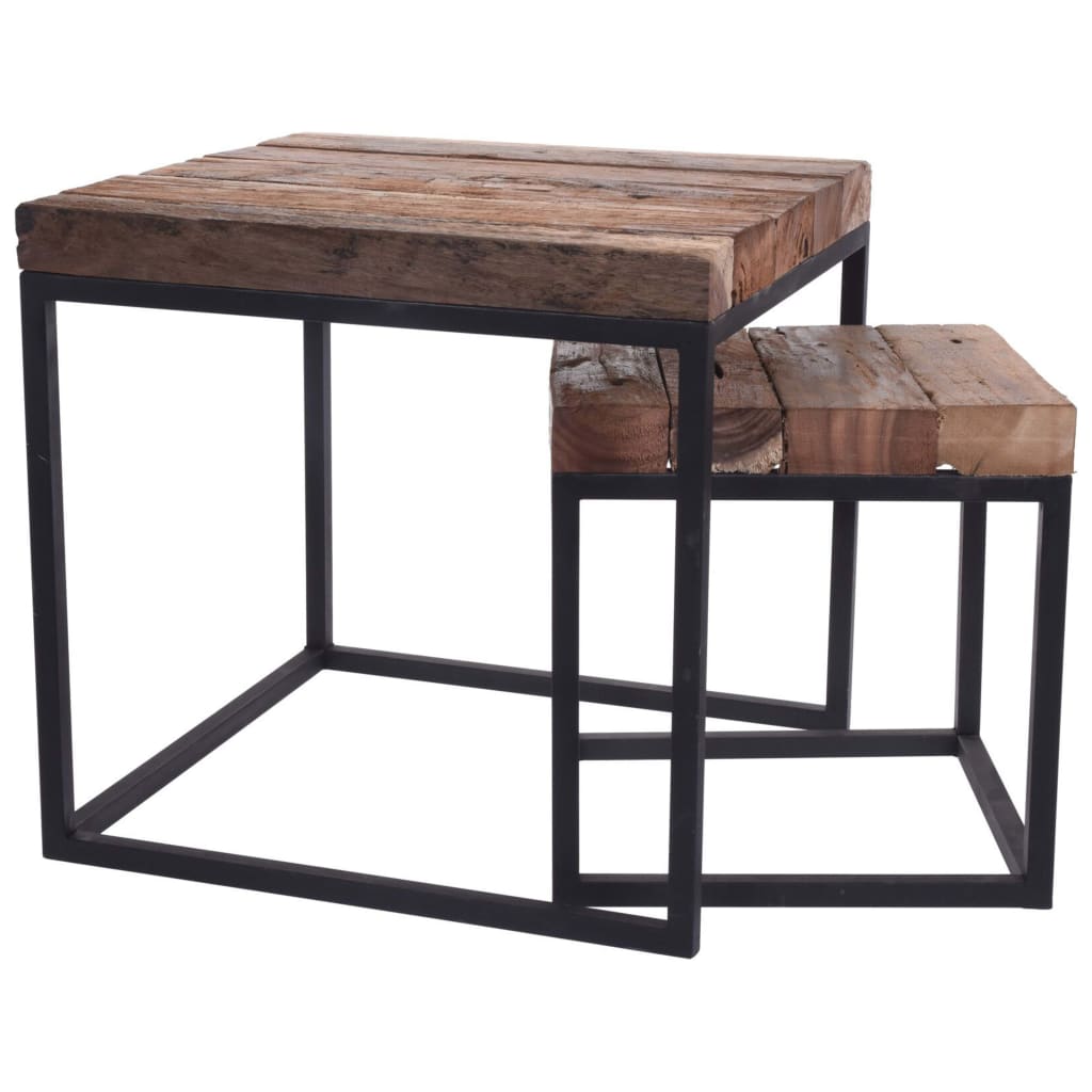 H&S Collection Ambiance 2dílná sada odkládacích stolků teakové dřevo