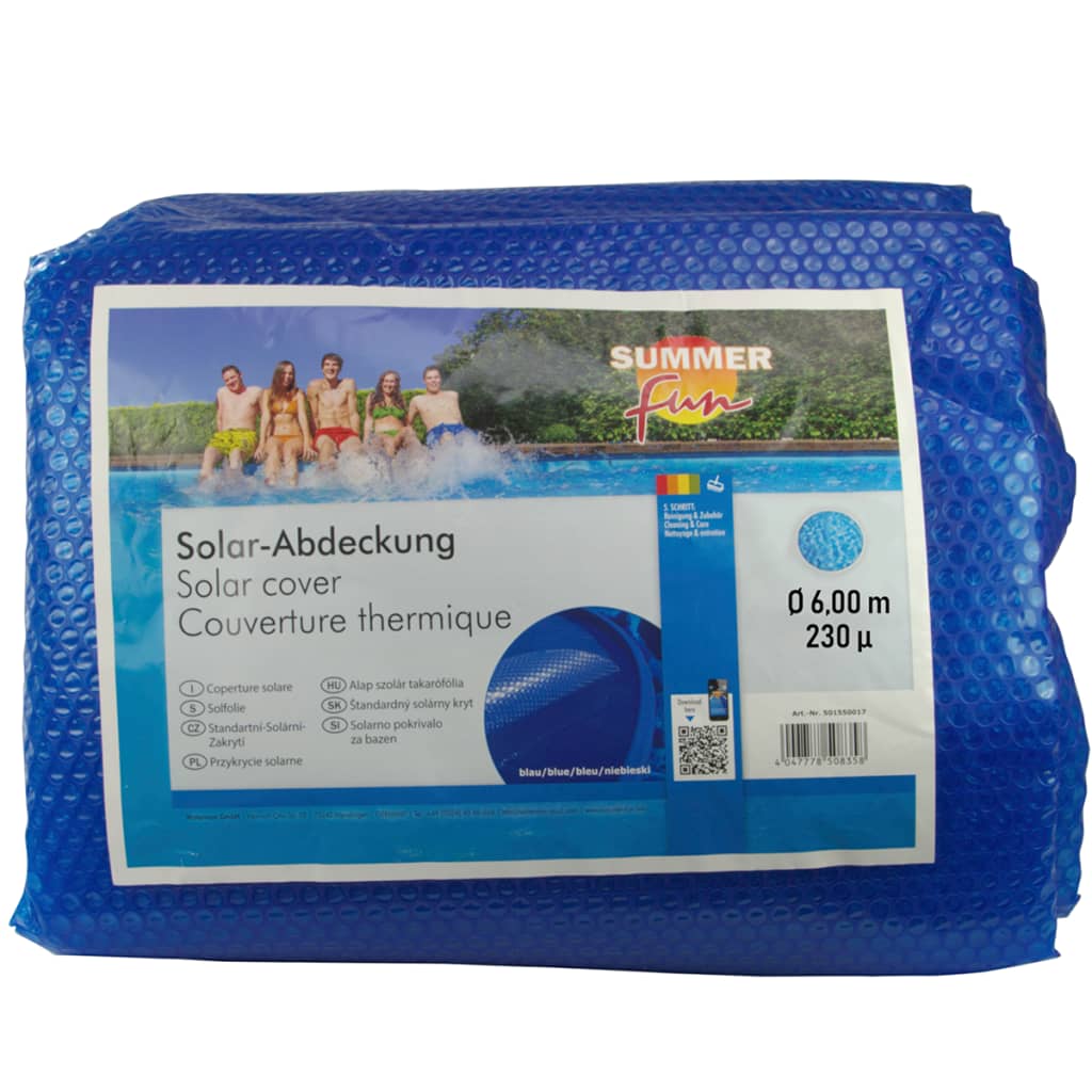 Summer Fun Letní solární plachta na bazén kulatá 600 cm PE modrá