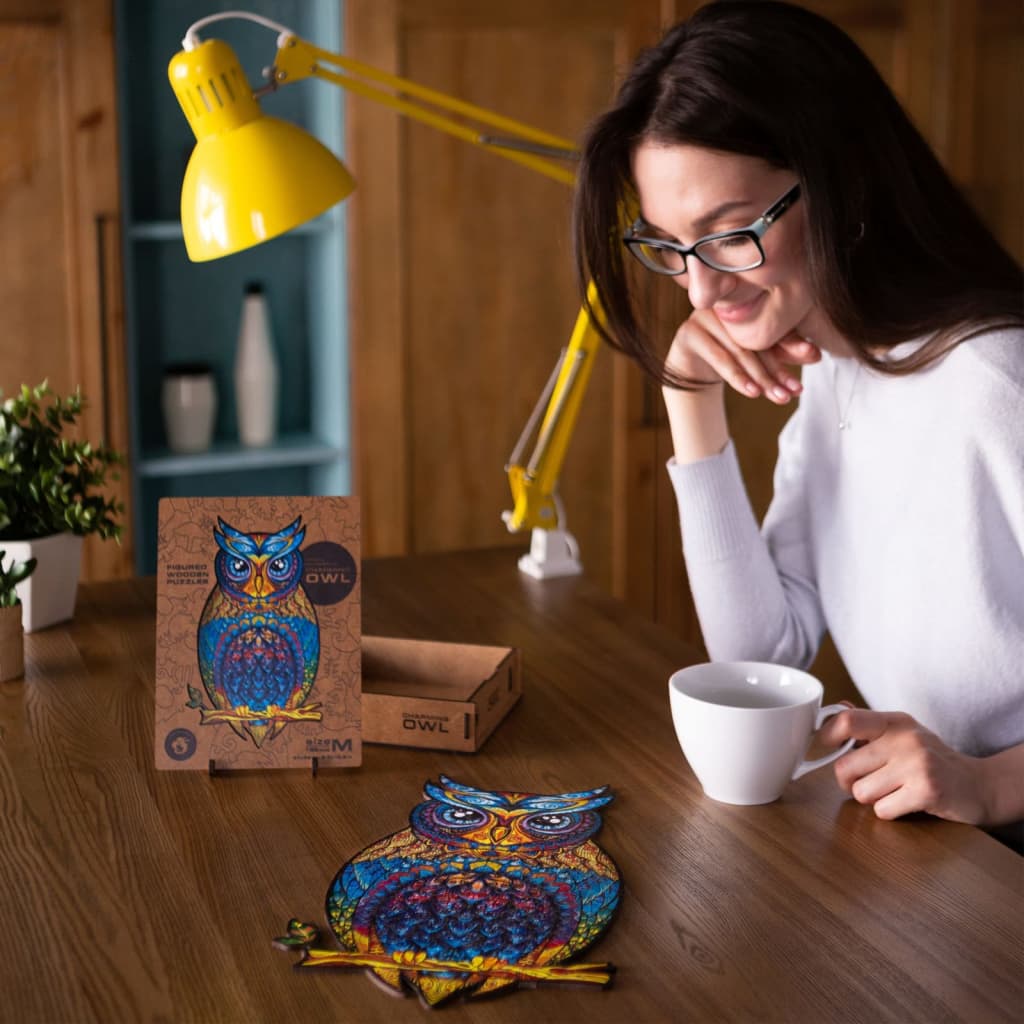 UNIDRAGON 330dílné dřevěné puzzle Charming Owl King Size 25 x 43 cm