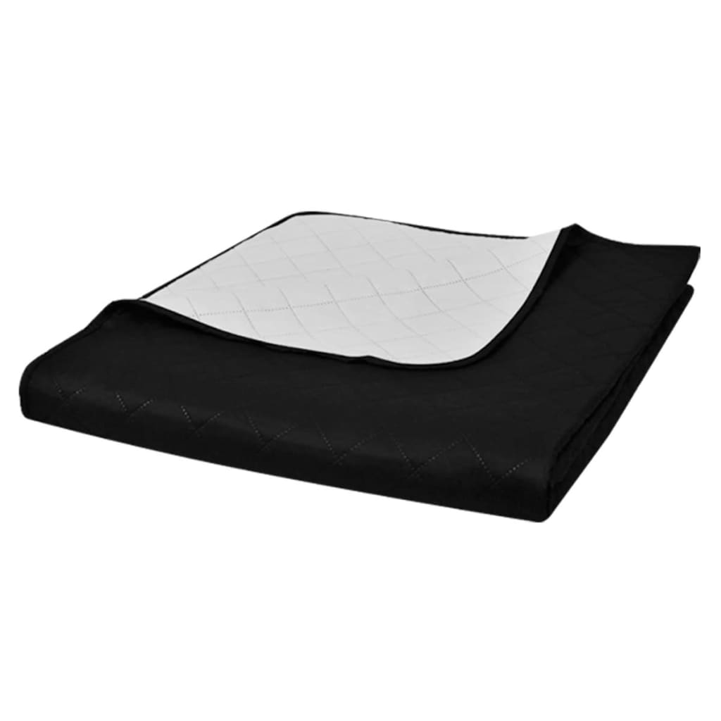vidaXL 130887 Double-sided Quilted Bedspread Black/White 220 x 240 cm