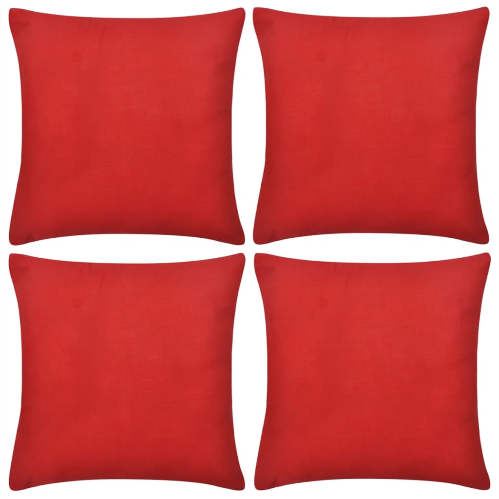 vidaXL 4 červené povlaky na polštářky bavlněné 80 x 80 cm