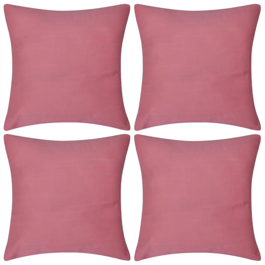 vidaXL 4 růžové povlaky na polštářky bavlna 50 x 50 cm