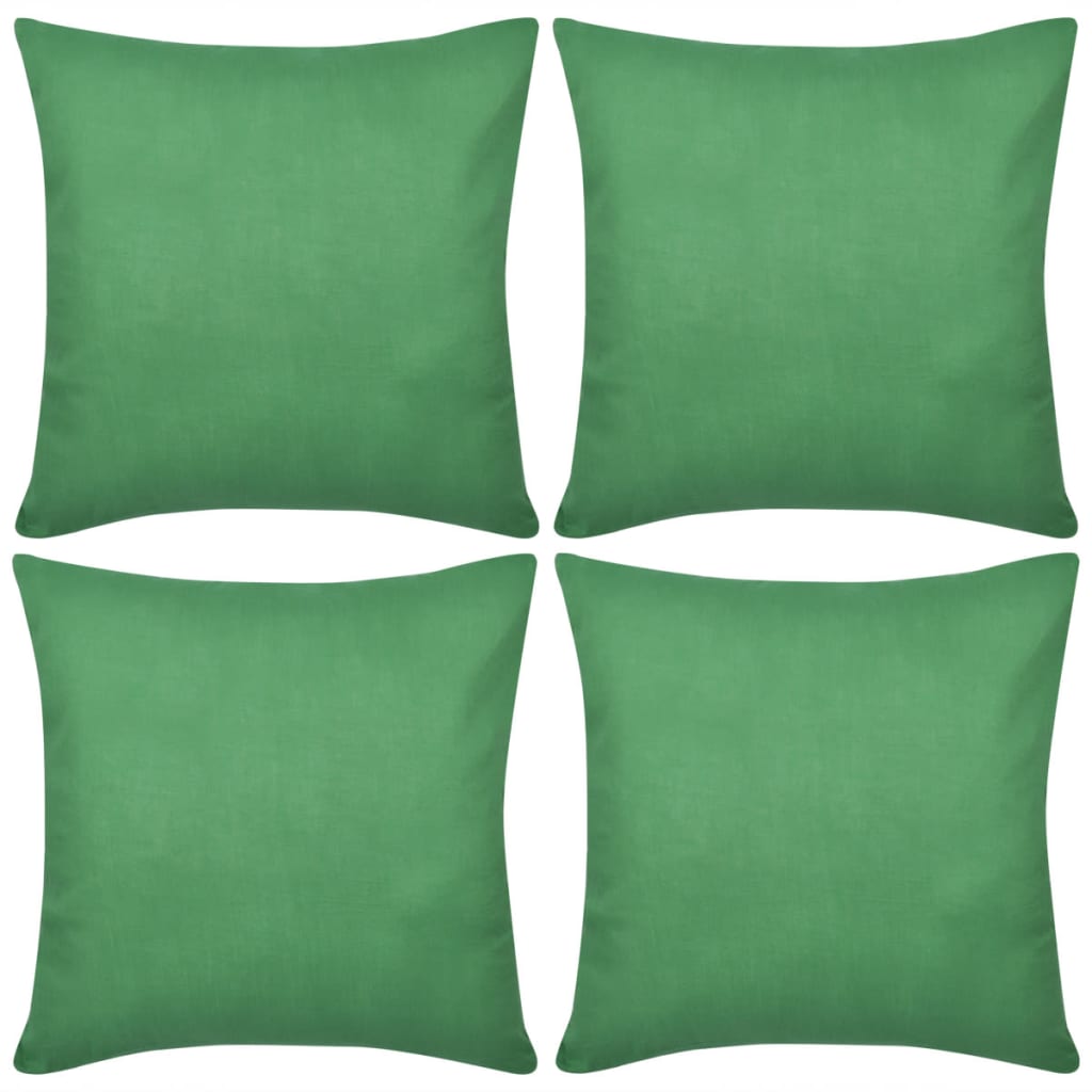 vidaXL 4 zelené povlaky na polštářky bavlna 80 x 80 cm