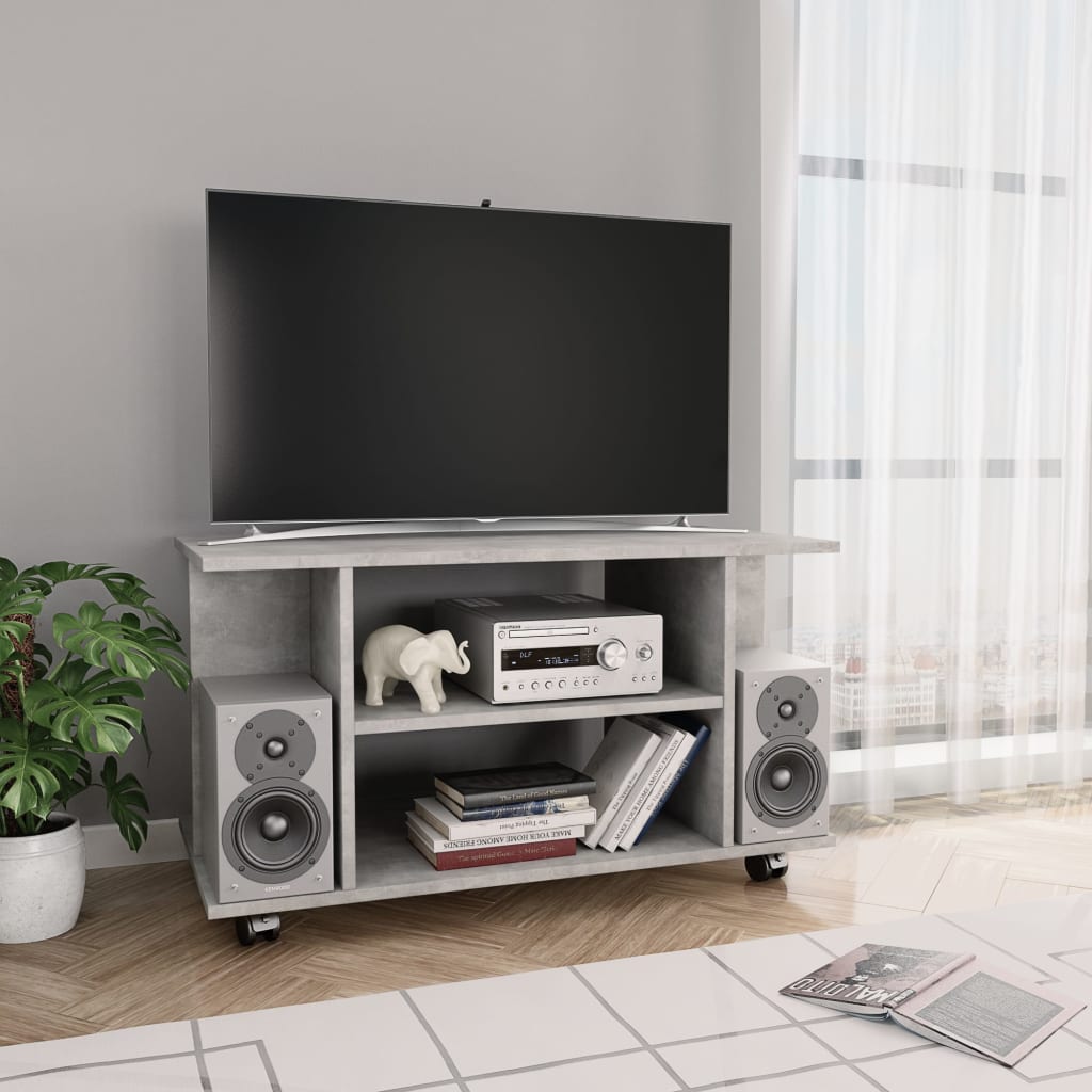 vidaXL 800193 TV Cabinet with Castors Concrete Grey 80x40x40 cm Chipboard