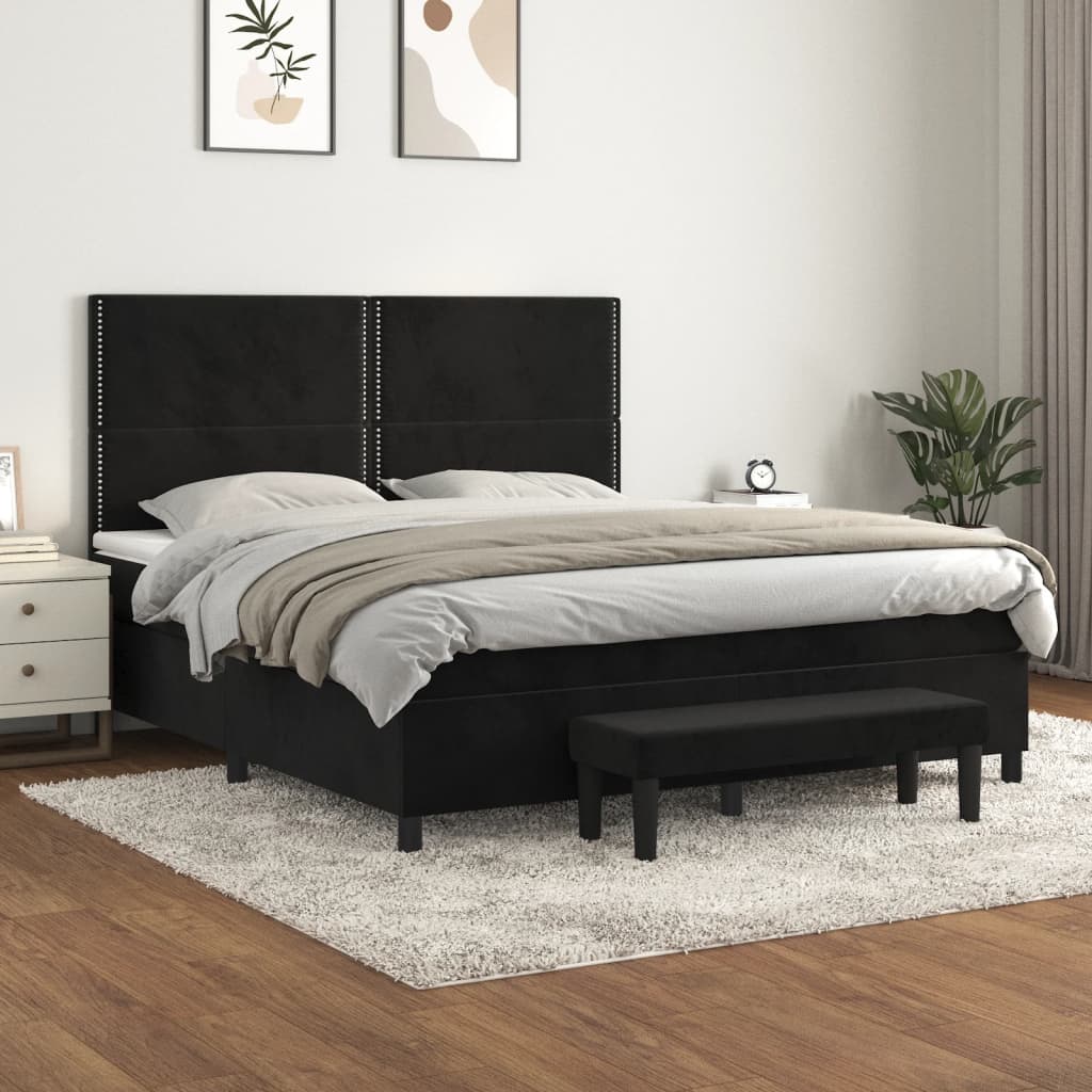 vidaXL Box spring postel s matrací černá 160x200 cm samet