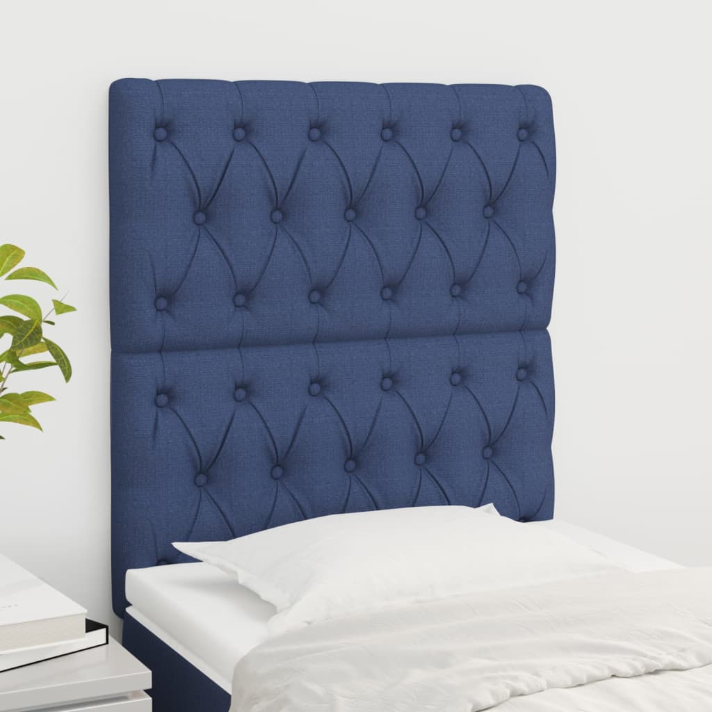 vidaXL Čelo postele 2 ks modré 80 x 7 x 78/88 cm textil