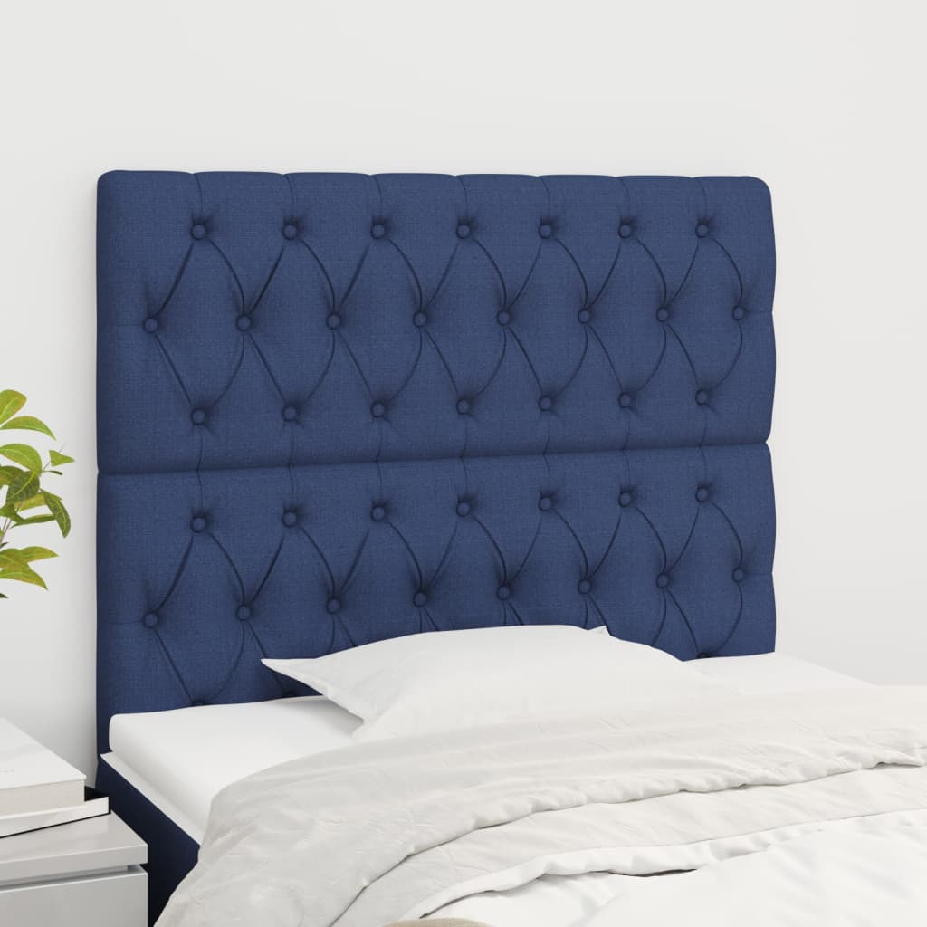 vidaXL Čelo postele 2 ks modré 90 x 7 x 78/88 cm textil