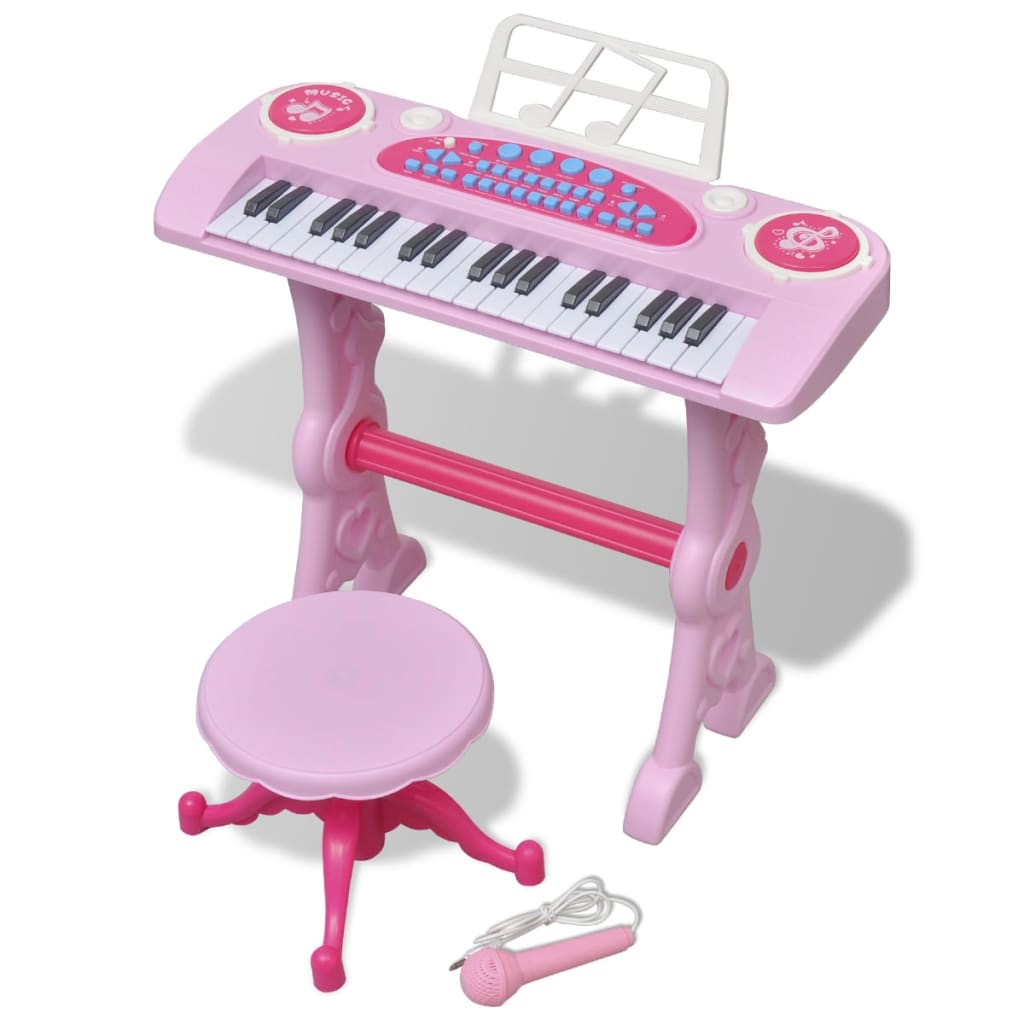 vidaXL Dětské klávesy se stoličkou a mikrofonem