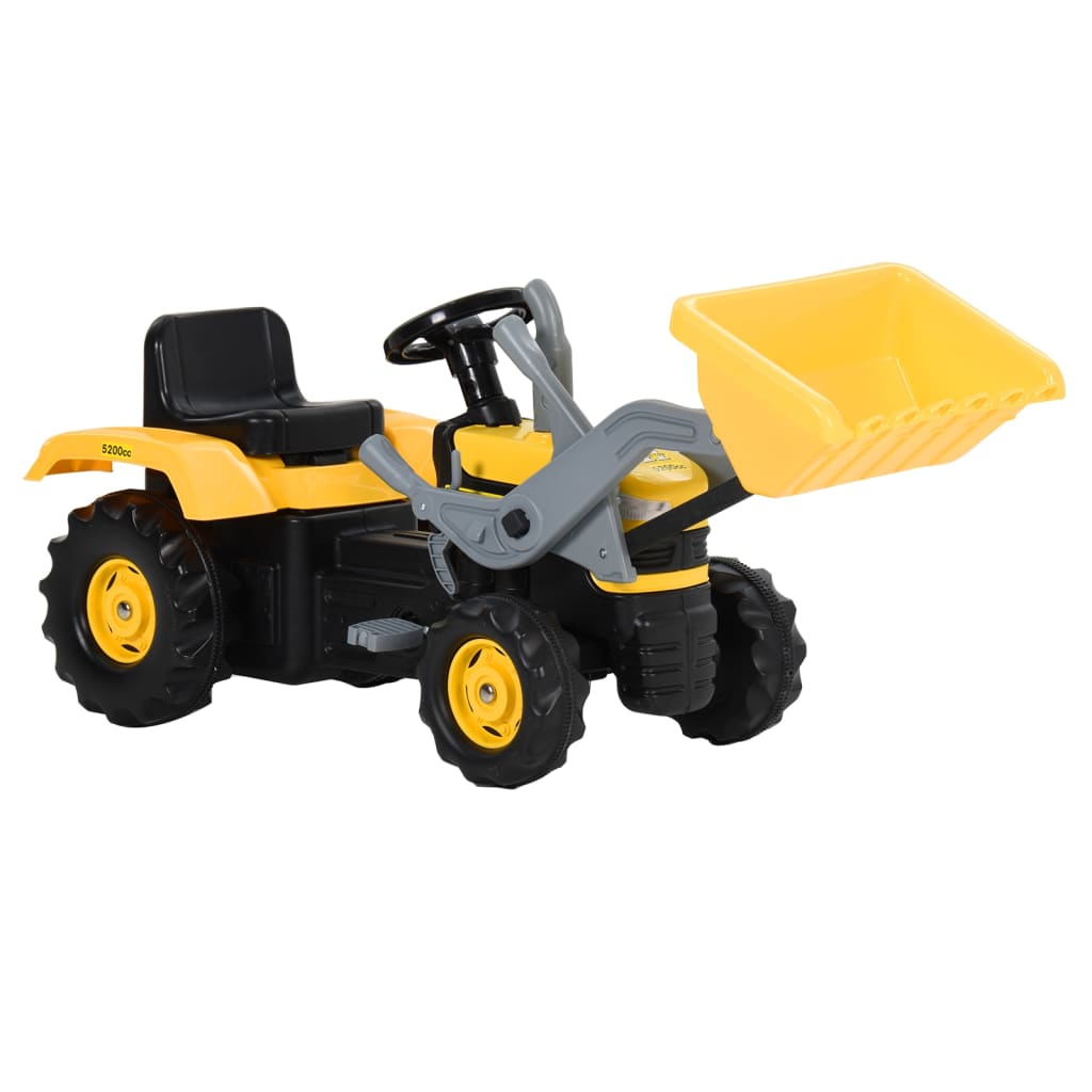 vidaXL Dětský šlapací traktor s rypadlem žlutý a černý