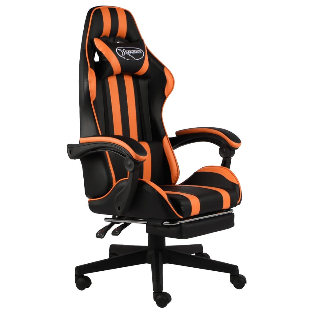 vidaXL Herní židle s podnožkou černo-oranžová umělá kůže