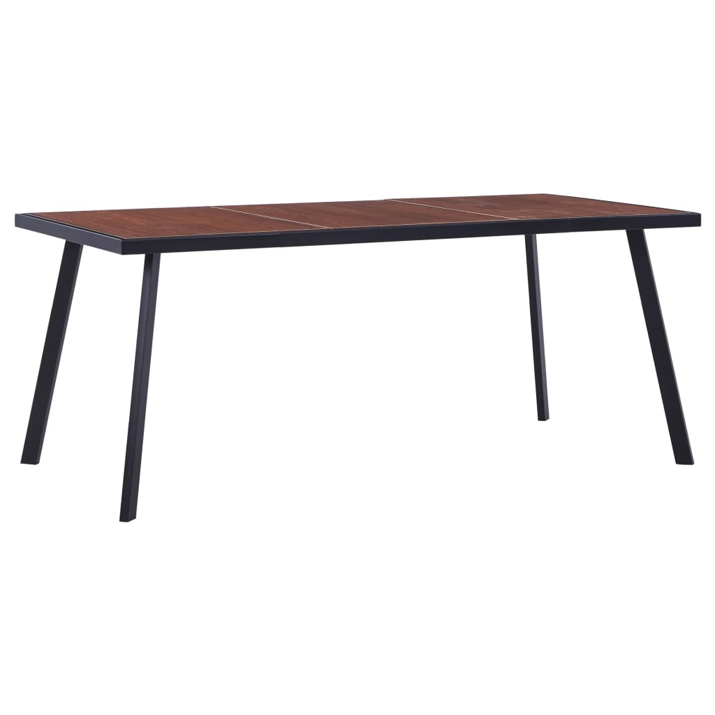 vidaXL Jídelní stůl tmavé dřevo a černý 180 x 90 x 75 cm MDF