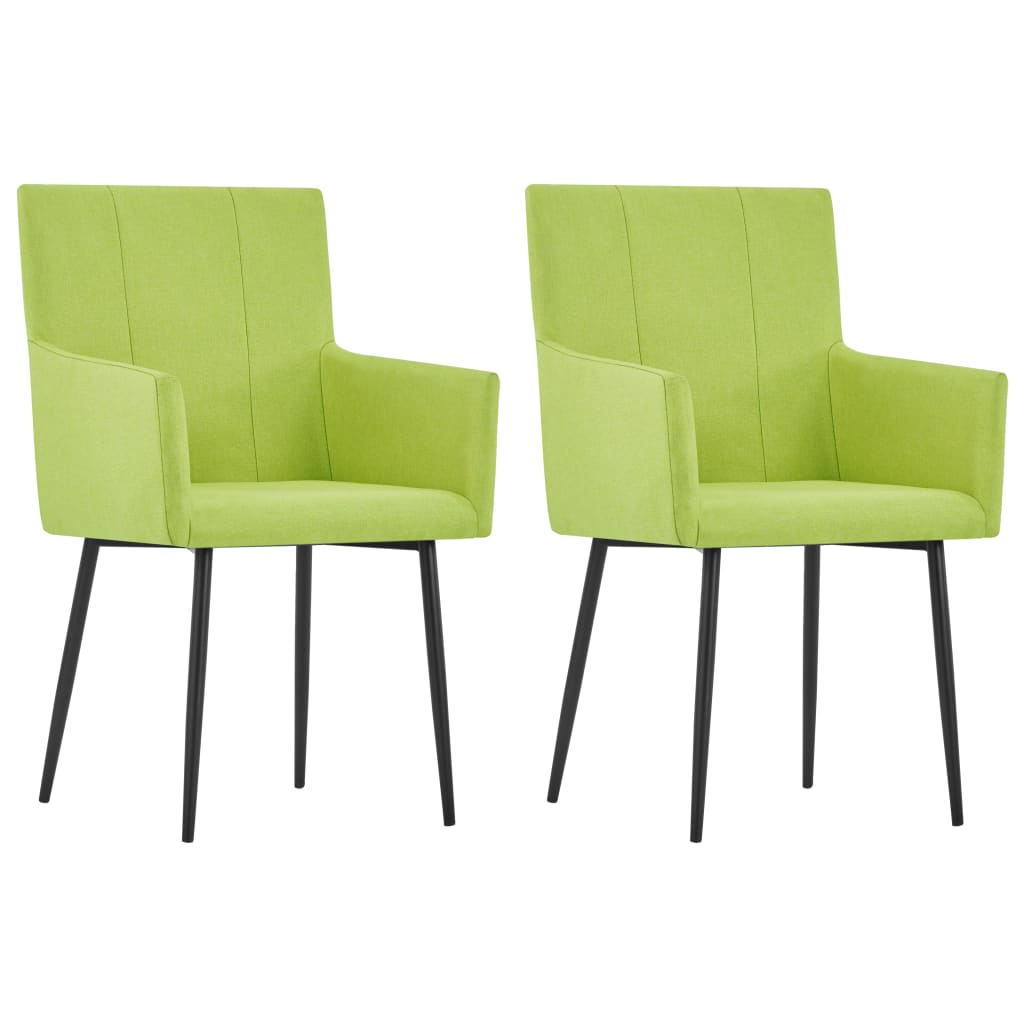 vidaXL Jídelní židle s područkami 2 ks zelené textil