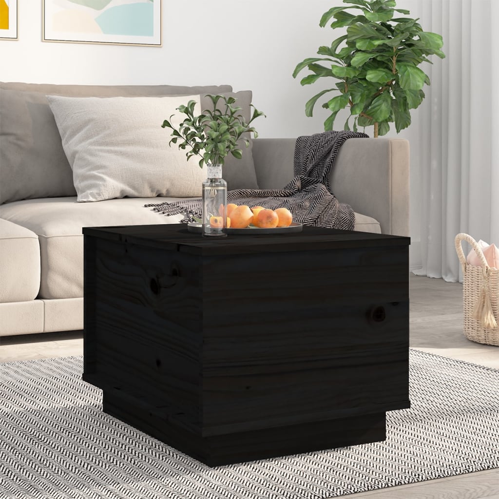 vidaXL Konferenční stolek černý 40 x 50 x 35 cm masivní borové dřevo