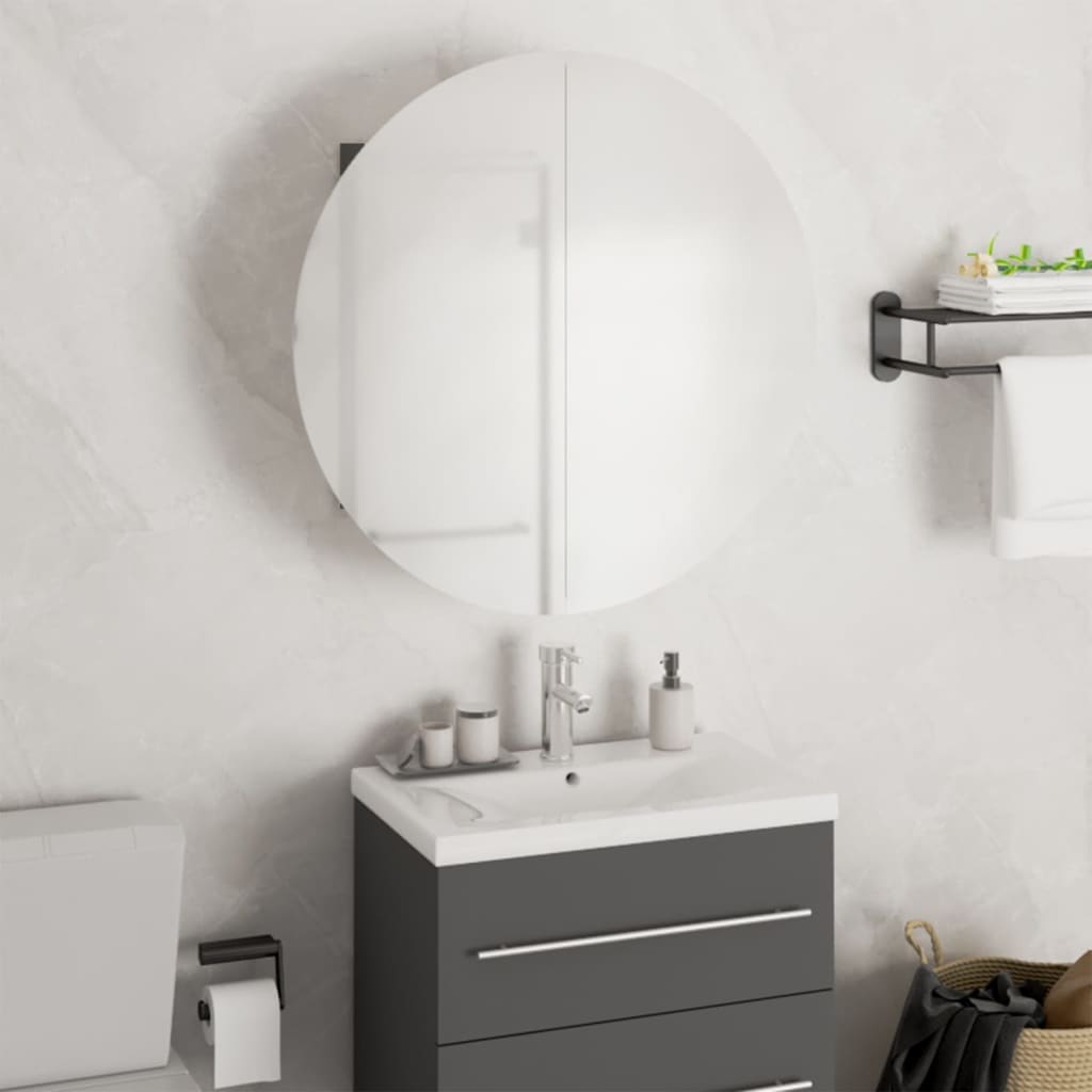 vidaXL Koupelnová skříňka s kulatým zrcadlem a LED šedá 47x47x17