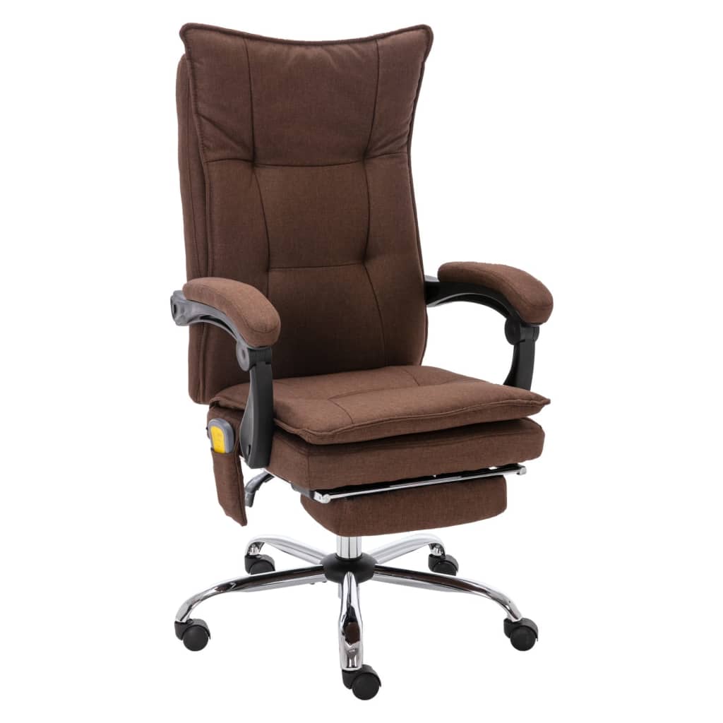 vidaXL Masážní kancelářská židle hnědá textil