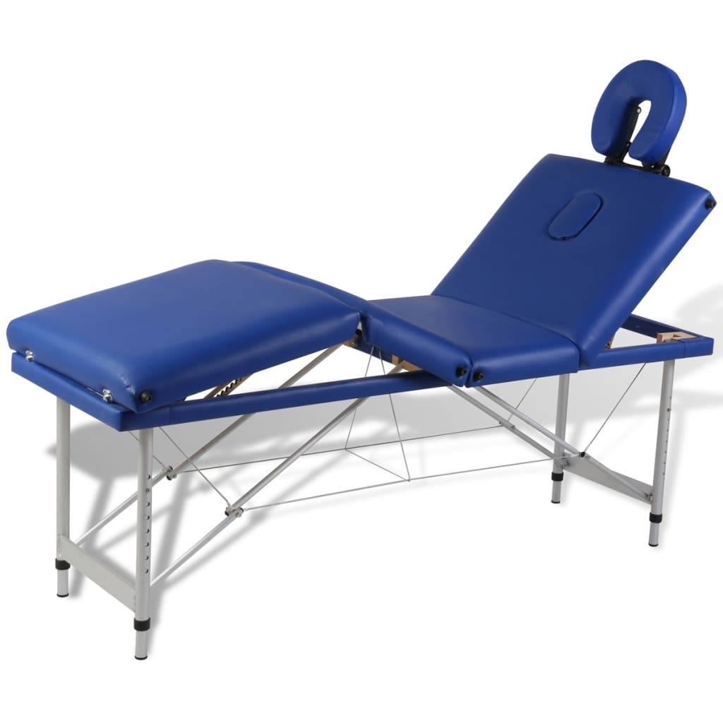 vidaXL Modrý skládací masážní stůl se 4 zónami a hliníkový rám