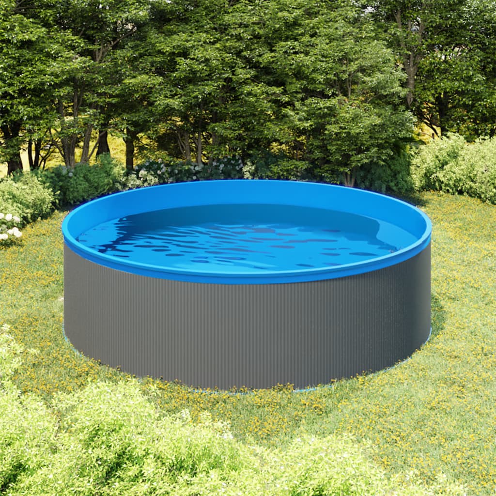 vidaXL Nadzemní bazén se schůdky a čerpadlem 350 x 90 cm šedý
