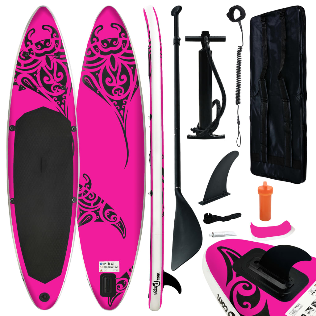 vidaXL Nafukovací SUP paddleboard 305 x 76 x 15 cm růžový