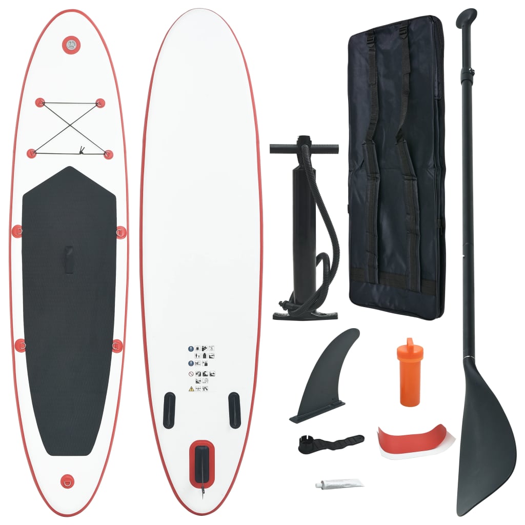 vidaXL Nafukovací Stand Up paddleboard (SUP) červeno-bílý