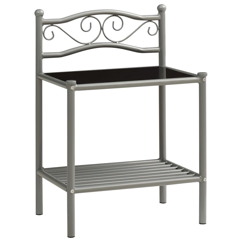 vidaXL Noční stolek šedý a černý 43 x 33 x 65 cm kov a sklo